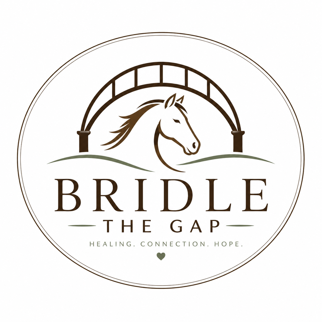 Bridle the Gap logo with the tagline Healing. Connection. Hope.